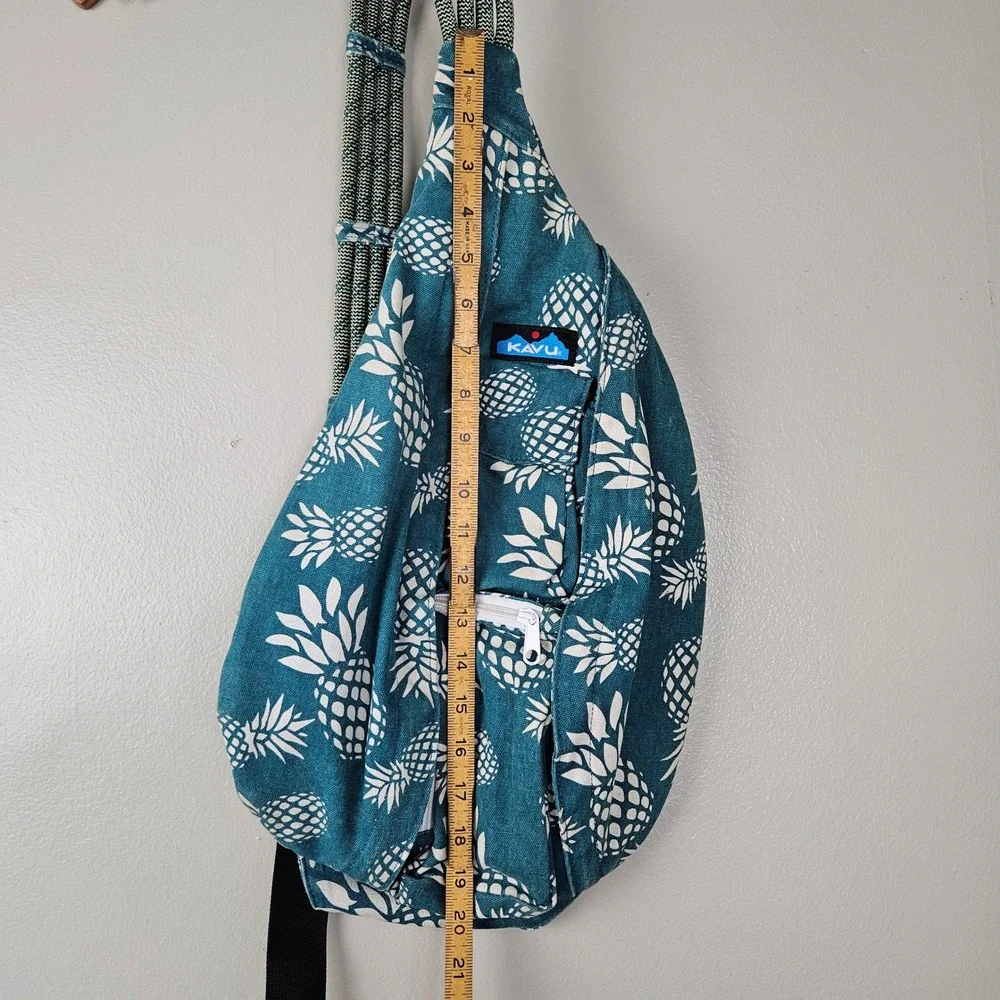 Kavu Rope‎ Sling Backpack Pineapple Print Washed Teal Blue